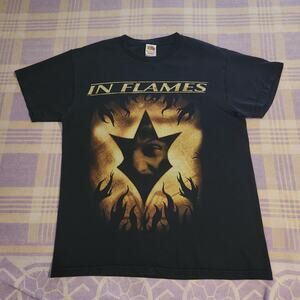 Rare VTG CYGNUS In Flames Concert Tour Big Face T Shirt 90s 2000s Heavy Metal L